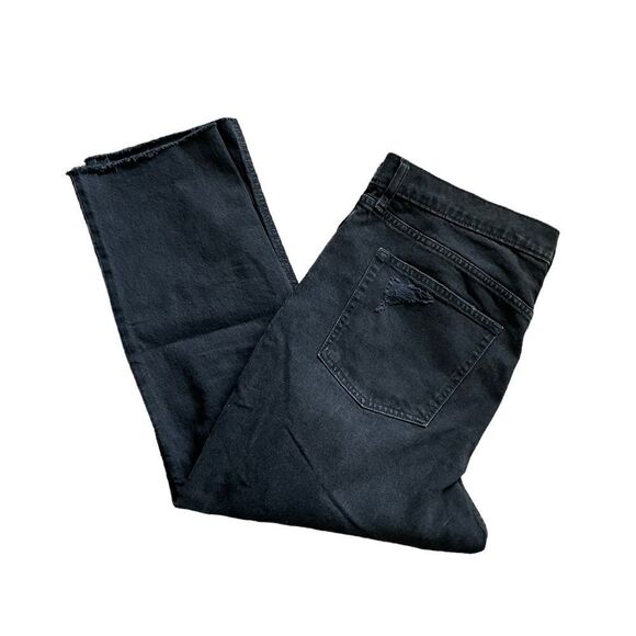 GAP Cheeky Straight High Rise Distressed Black Jeans Size 33 / 16 Short - Picture 3 of 8